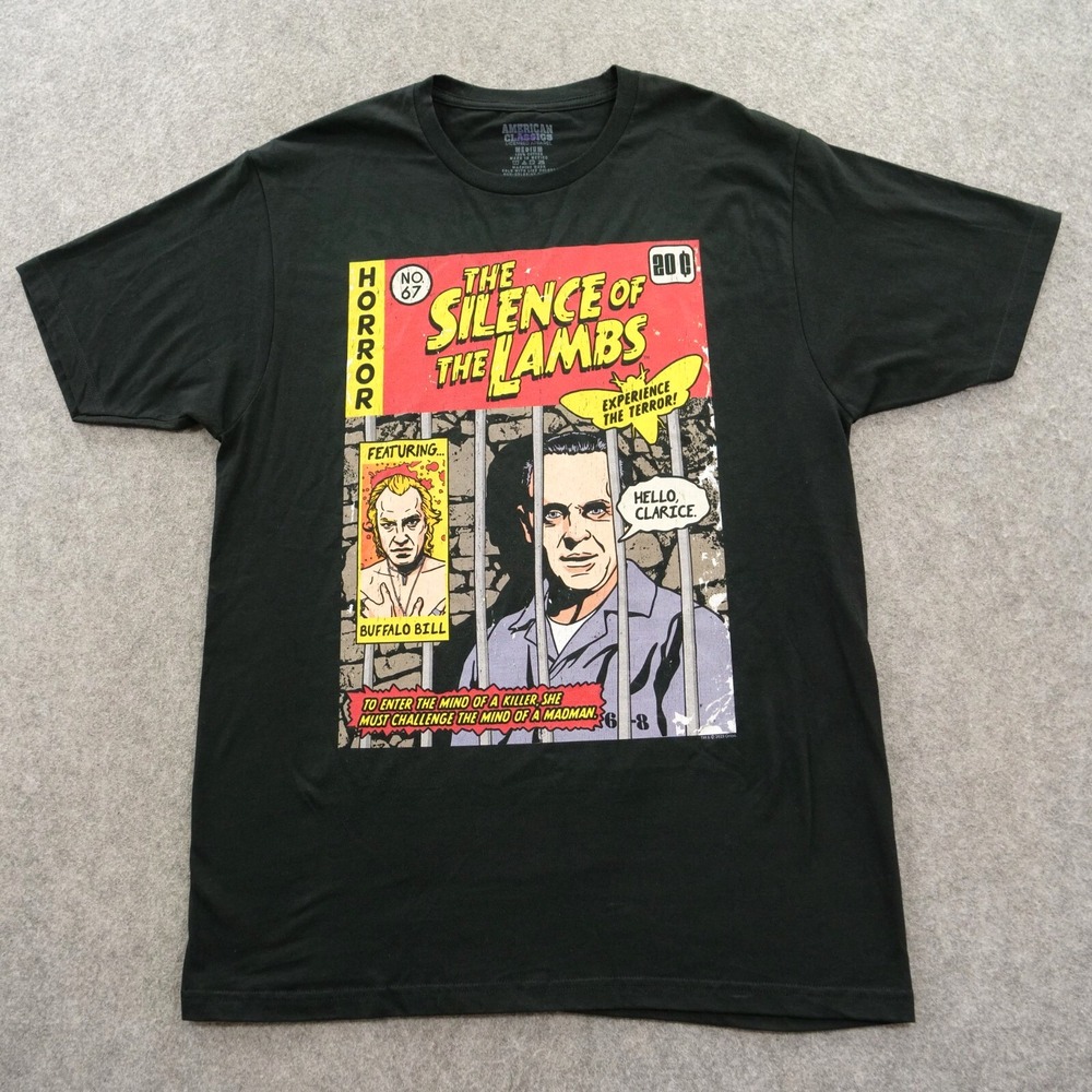 Silence of the Lambs Shirt Comic Book Cover Mens Medium Black Graphic Print